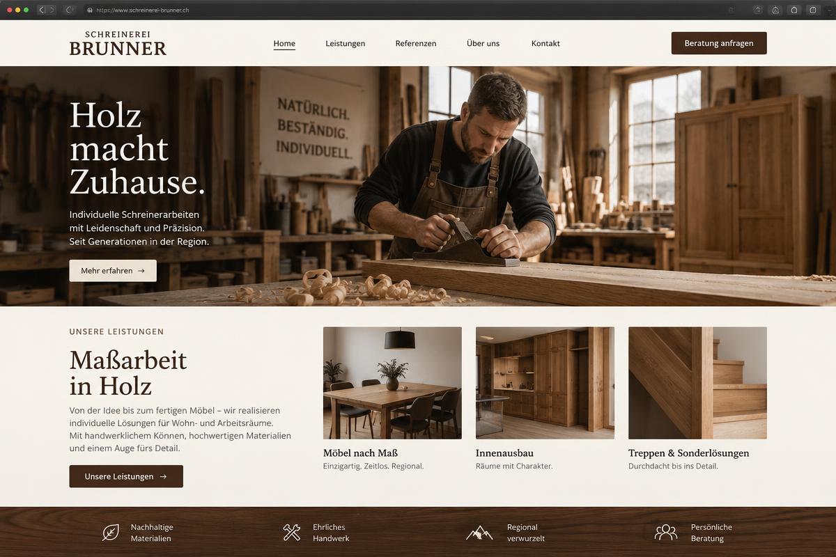 Beispielwebsite Schreinerei Brunner
